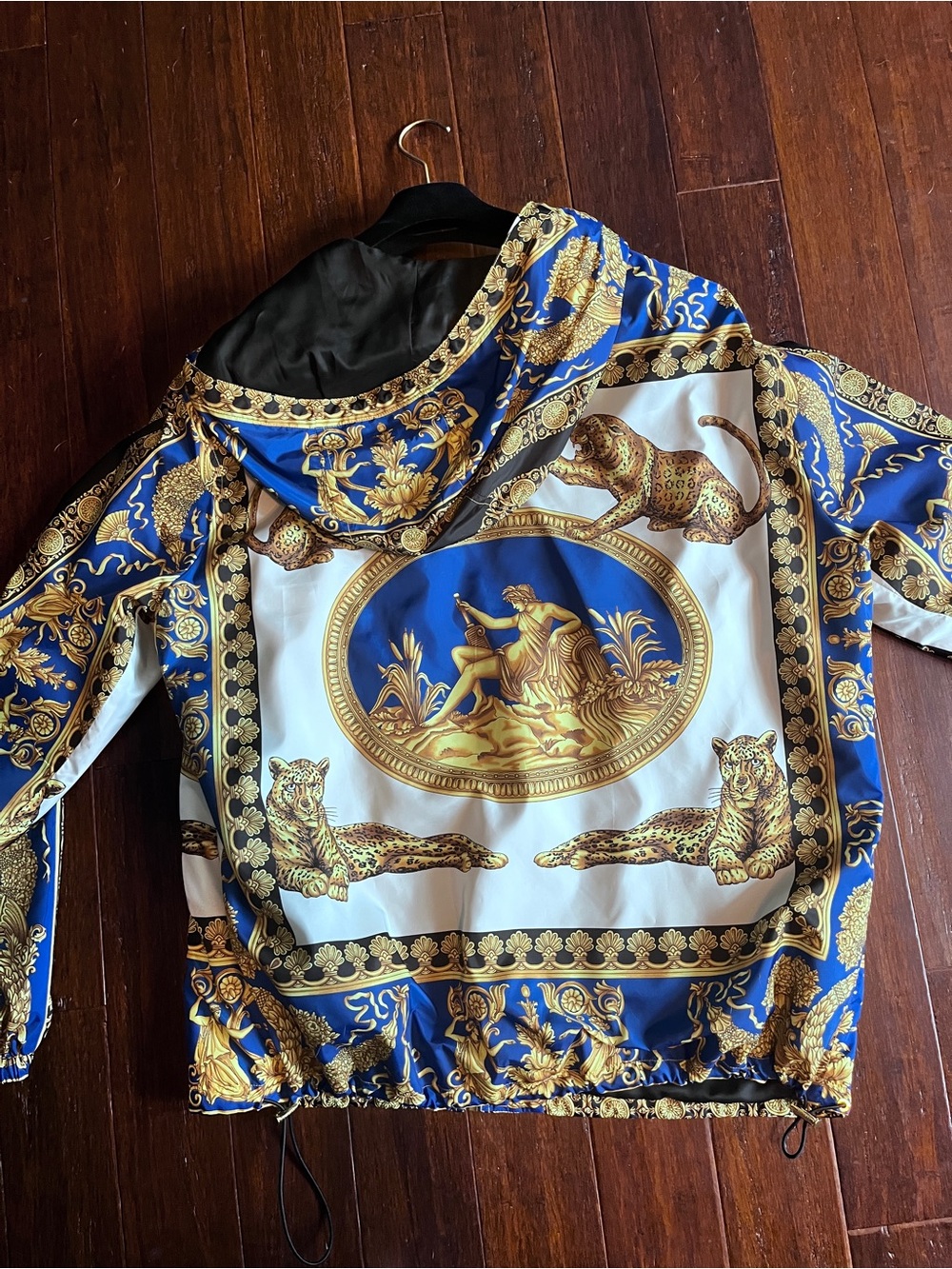 Versace Royal Blue and Gold Baroque Hooded Windbreaker - Picture 4 of 5